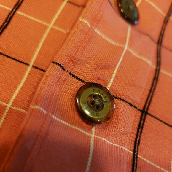 Bolle Men Golf Red Black Check Short Sleeve Polo Golf Shirt Size Medium cotton - Picture 3 of 8